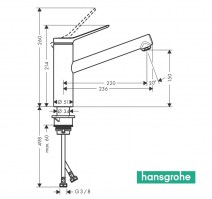 MEDIDAS MONOMANDO COCINA ZESIS HANSGROHE